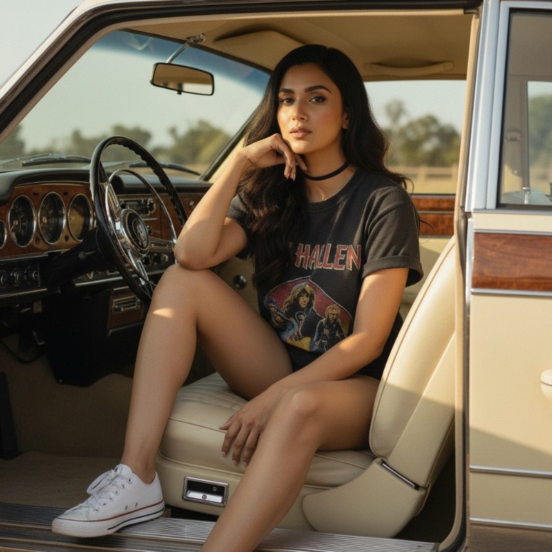 Pose em carro Retrô