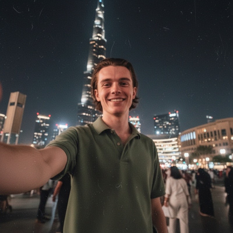 Selfie à noite em Dubai